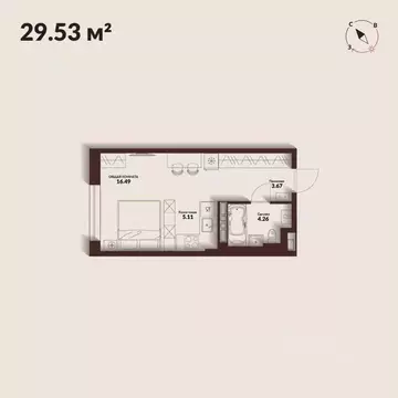 Студия Приморский край, Владивосток Каскада жилой комплекс (29.53 м)