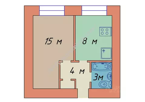1-к кв. Санкт-Петербург ул. Бутлерова, 12 (30.4 м)