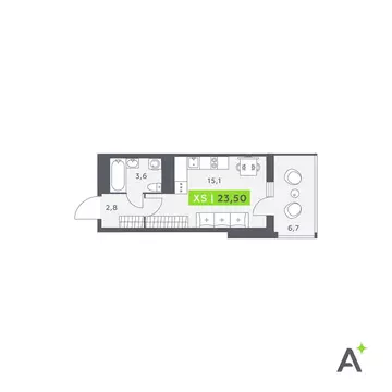 Квартира-студия: Кудрово, Солнечная улица, 4 (23.5 м)