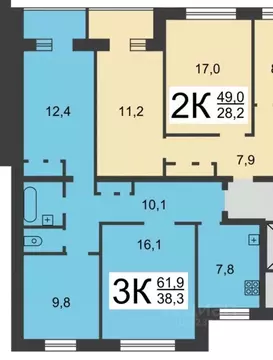 3-к кв. Нижегородская область, Нижний Новгород Медицинская ул., 13 ...