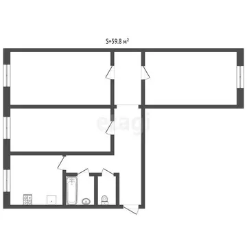 3-комнатная квартира: Ялуторовск, Шоссейный переулок, 4 (59.8 м)