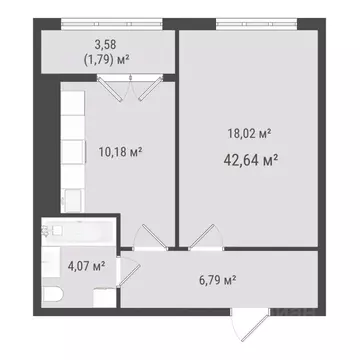 1-к кв. Сахалинская область, Южно-Сахалинск Хомутово п/р,  (40.85 м)