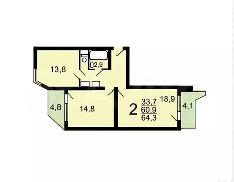 2-комнатная квартира: Балашиха, микрорайон Железнодорожный, улица ...