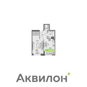 1-к кв. Архангельская область, Архангельск Троицкий просп., 110 (42.8 ...