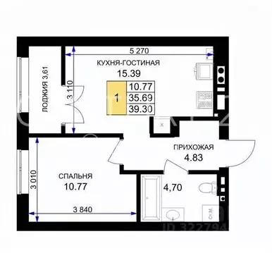 1-к кв. Калининградская область, Гурьевск бул. Пражский, 16 (39.3 м)