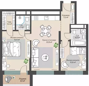 2-к кв. Свердловская область, Екатеринбург Эльмаш жилрайон, Изумрудный ...