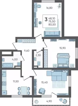 3-к кв. Краснодарский край, Сочи городской округ Горный Квартал жилой ...