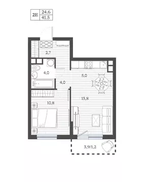 2-к кв. Дагестан, Дербент ул. Сальмана (41.52 м)