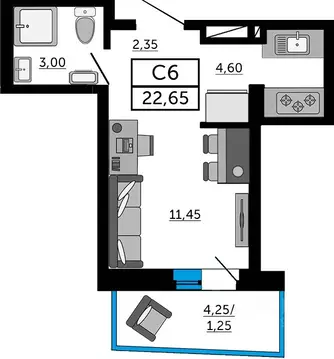 Студия Ростовская область, Ростов-на-Дону Донской Арбат 2 жилой ...