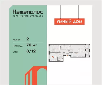 2-к кв. Пермский край, Пермь Заимка мкр, Камаполис жилой комплекс ...