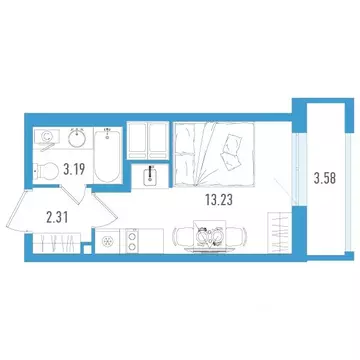 Студия Санкт-Петербург дор. Муринская, 67 (19.8 м)
