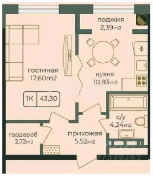 1-к кв. Дагестан, Каспийск просп. Акулиничева (43.3 м)