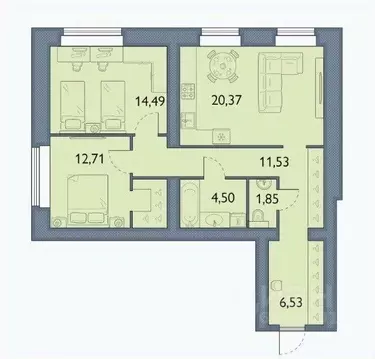 2-к кв. Брянская область, Брянский район, пос. Мичуринский, ...