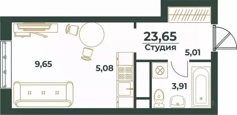 Студия Башкортостан, Уфа ул. Ивана Спатара (23.65 м)