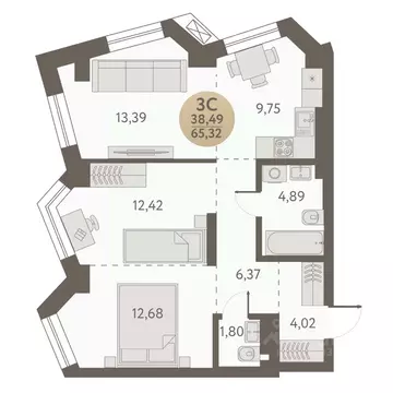 3-к кв. Новосибирская область, Новосибирск Урбан Пикс жилой комплекс ...