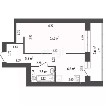 1-к кв. Татарстан, Альметьевск просп. Строителей, 11А (35.0 м)