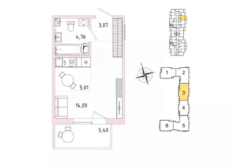 1-к кв. Ленинградская область, Гатчина Въезд мкр,  (28.46 м)