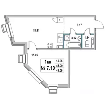 1-к кв. Ленинградская область, Выборг ул. 2-я Южная, 4 (45.09 м)