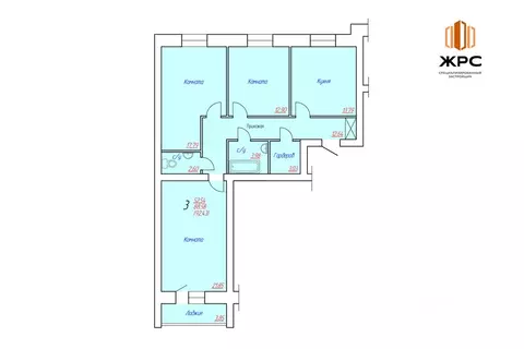 3-к кв. Вологодская область, Череповец Октябрьский просп., 62 (93.2 м)