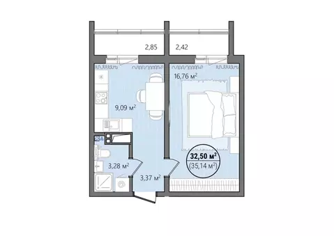 1-к кв. Челябинская область, Челябинск ул. Труда, 14 (38.18 м)