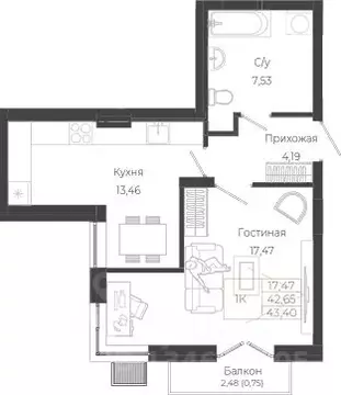 1-к кв. Алтай, Майминский район, с. Майма ул. Энергетиков (43.4 м)