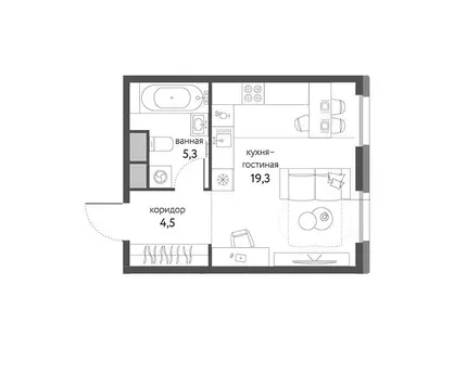 Квартира-студия: Москва, Тагильская улица, 2к1 (29.1 м)