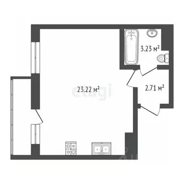 1-к кв. Ярославская область, Ярославль ул. Брагинская, 18к3 (30.0 м)