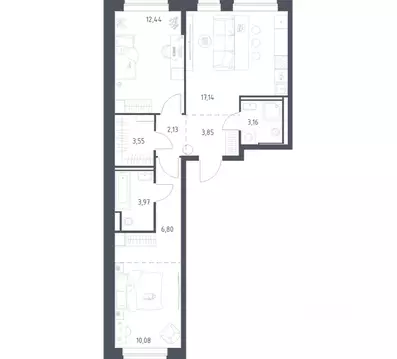 2-к кв. Москва Внуковское поселение, д. Рассказовка, вл204к1 (63.12 м)