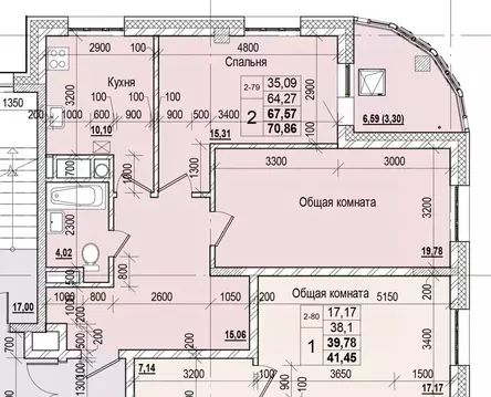 2-к кв. Саха (Якутия), Якутск ул. Чкалова (67.57 м)