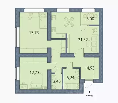 2-к кв. Брянская область, Брянский район, пос. Мичуринский, ...