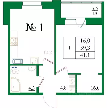 1-к кв. Ленинградская область, Гатчина Красносельское ш., 4Ак1 (41.1 ...