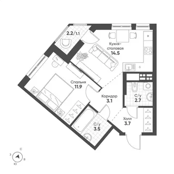 1-к кв. Свердловская область, Екатеринбург Солнечный жилрайон,  (40.5 ...