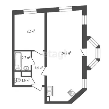 1-комнатная квартира: Санкт-Петербург, Звенигородская улица, 7к2 (42.2 ...