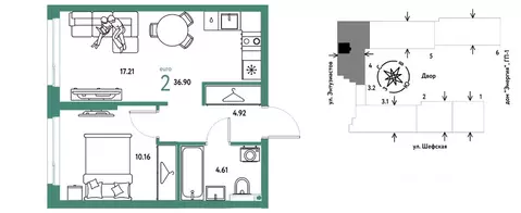 2-к кв. Свердловская область, Екатеринбург ул. Шефская, 28А (36.9 м)