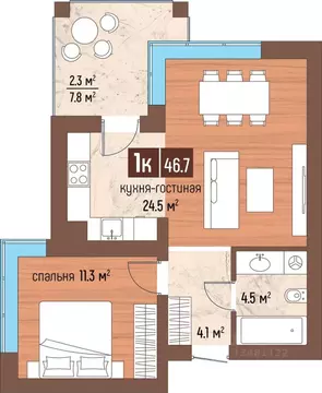 1-к кв. Калининградская область, Светлогорск Парковый жилой комплекс, ...