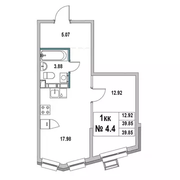 1-к кв. Ленинградская область, Выборг ул. 2-я Южная, 4 (39.85 м)