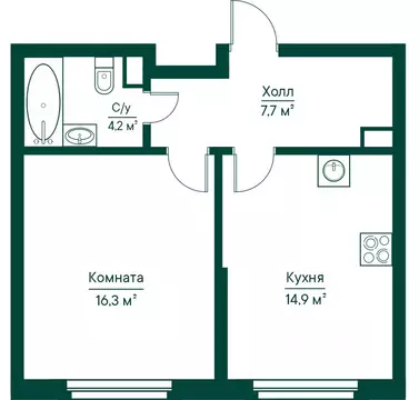 1-к кв. Самарская область, Самара Липецкая ул., 1 (43.16 м)