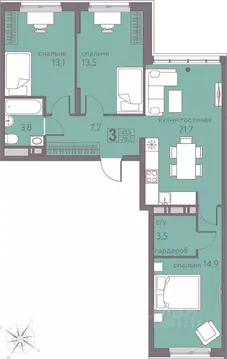 3-к кв. Пермский край, Пермь ул. Серебристая, 5 (78.2 м)