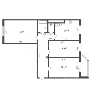 3-к кв. Тюменская область, Тюмень ул. Николая Ростовцева, 20 (64.2 м)