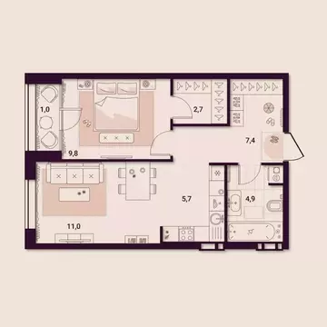 1-к кв. Приморский край, Артем ул. Куйбышева, 11А (42.52 м)