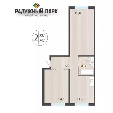 2-к кв. Иркутская область, Иркутск ул. Костычева (56.1 м)