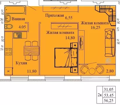 2-к кв. Ивановская область, Кохма Просторный мкр,  (56.25 м)