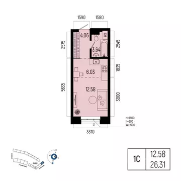 1-к кв. Башкортостан, Уфа Глумилино-1 мкр, Новатор жилой комплекс ...