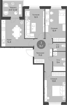 3-к кв. Новосибирская область, Кольцово рп Счастье в Кольцово жилой ...