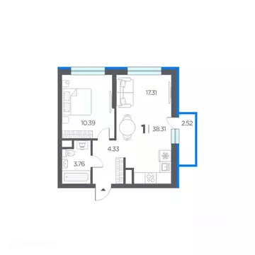 1-к кв. Рязанская область, Рязанский район, Дядьковское с/пос, с. ...