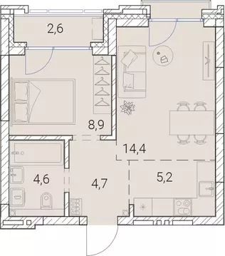 2-к кв. Новосибирская область, Новосибирск Овражная ул., 2А (40.4 м)