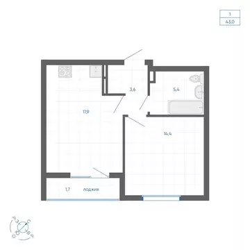 1-комнатная квартира: Екатеринбург, улица Вильгельма де Геннина, 59 ...