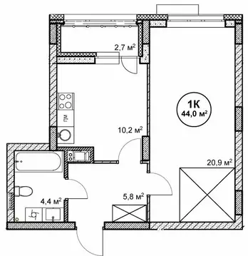 1-комнатная квартира: Нижний Новгород, посёлок Cовхоза Цветы (44 м)