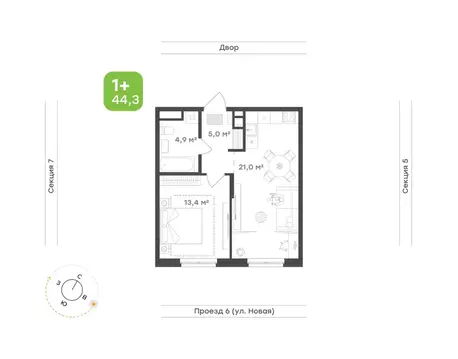 1-к кв. Свердловская область, Екатеринбург Академический мкр, 20-й ...