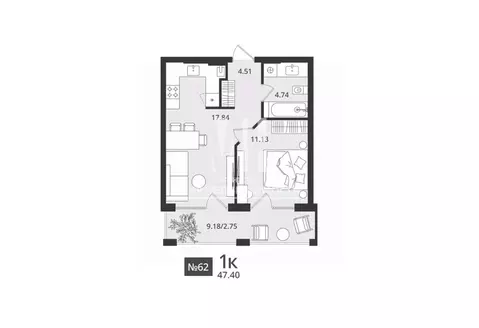 1-к кв. Калининградская область, Светлогорск Новая ул., 108-114 (47.4 ...
